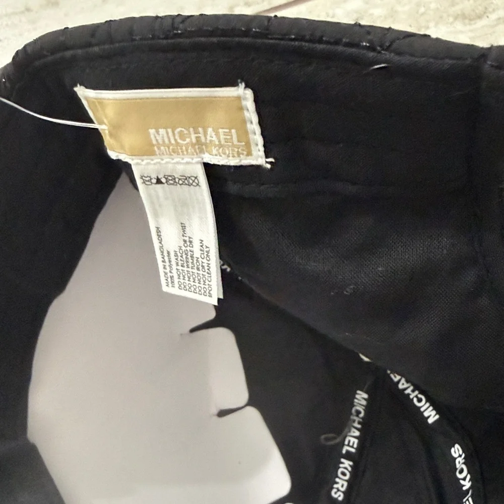 Michael Kors Black Quilted Baseball Cap with Gold MK logo button..nwt.Ladies - Picture 6 of 7